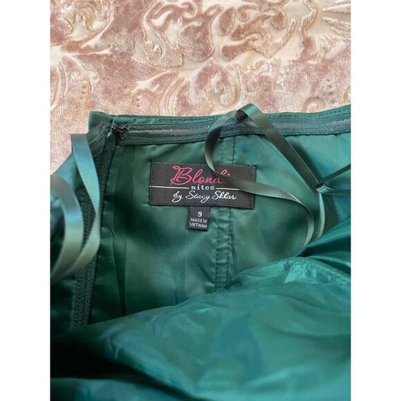 Vintage‎ 90s y2k satin dark green mini dress with front pockets size small - Picture 7 of 7